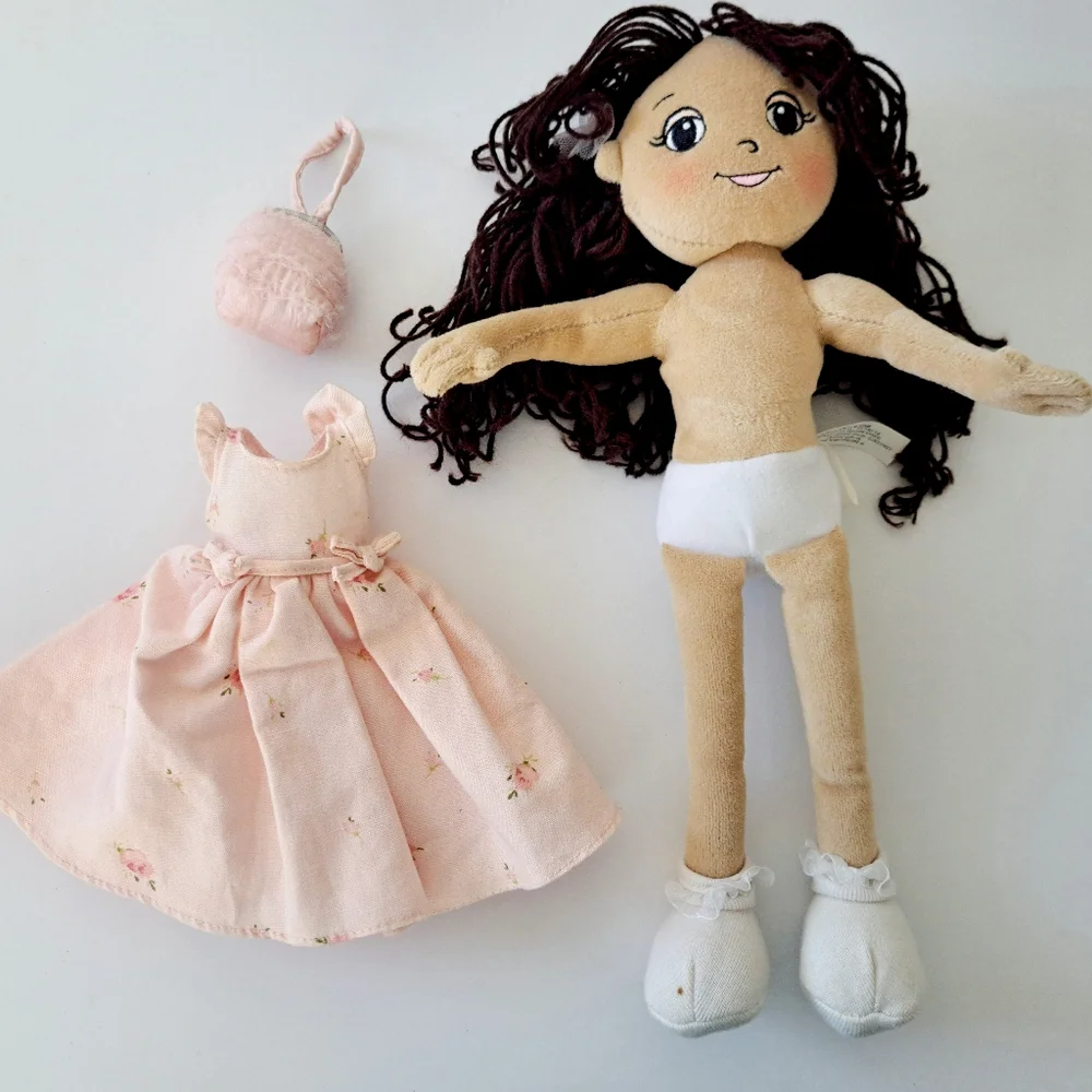 Vintage 2001 Gymboree Gymbelle Retired Tea Party Plush Doll w/ Pink Dress Purse
